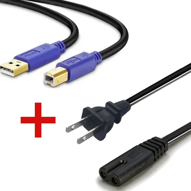 GENERICO - Cable Usb Para Impresora + Cable Poder Alimentación Impresora