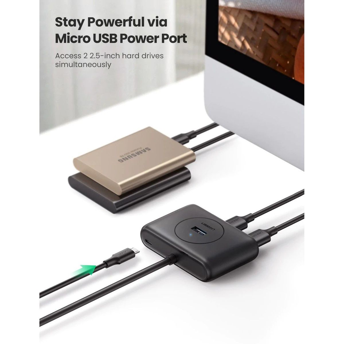 UGREEN - Ugreen Hub de 4 Puertos USB 3.0 Adaptador Portable CR113 - 20291