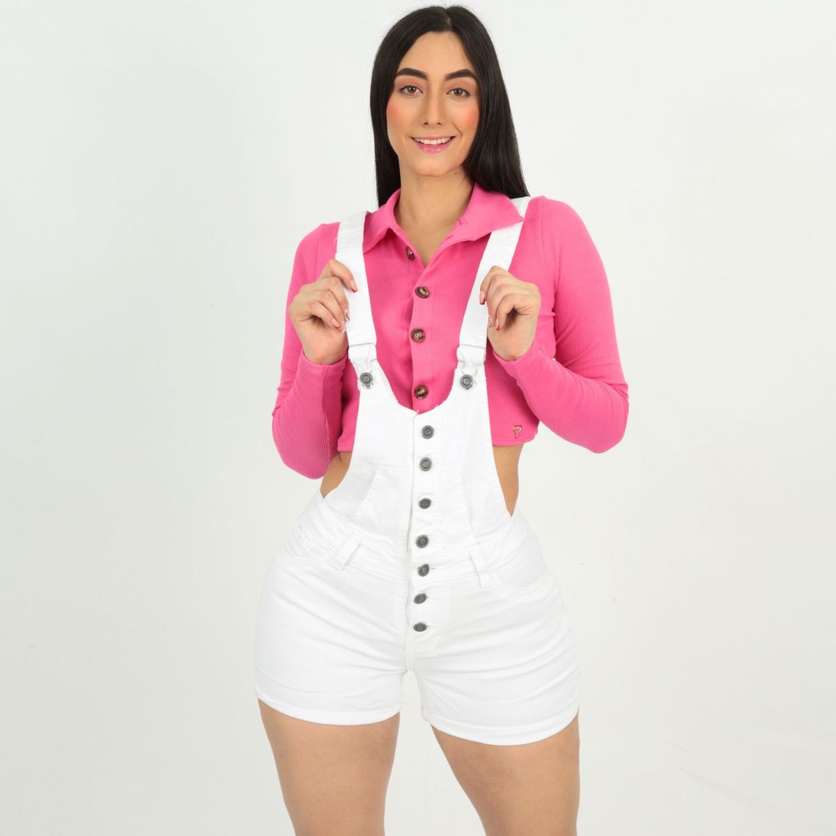 BENCUS JEANS - Short Overol Denim Blanco Mujer