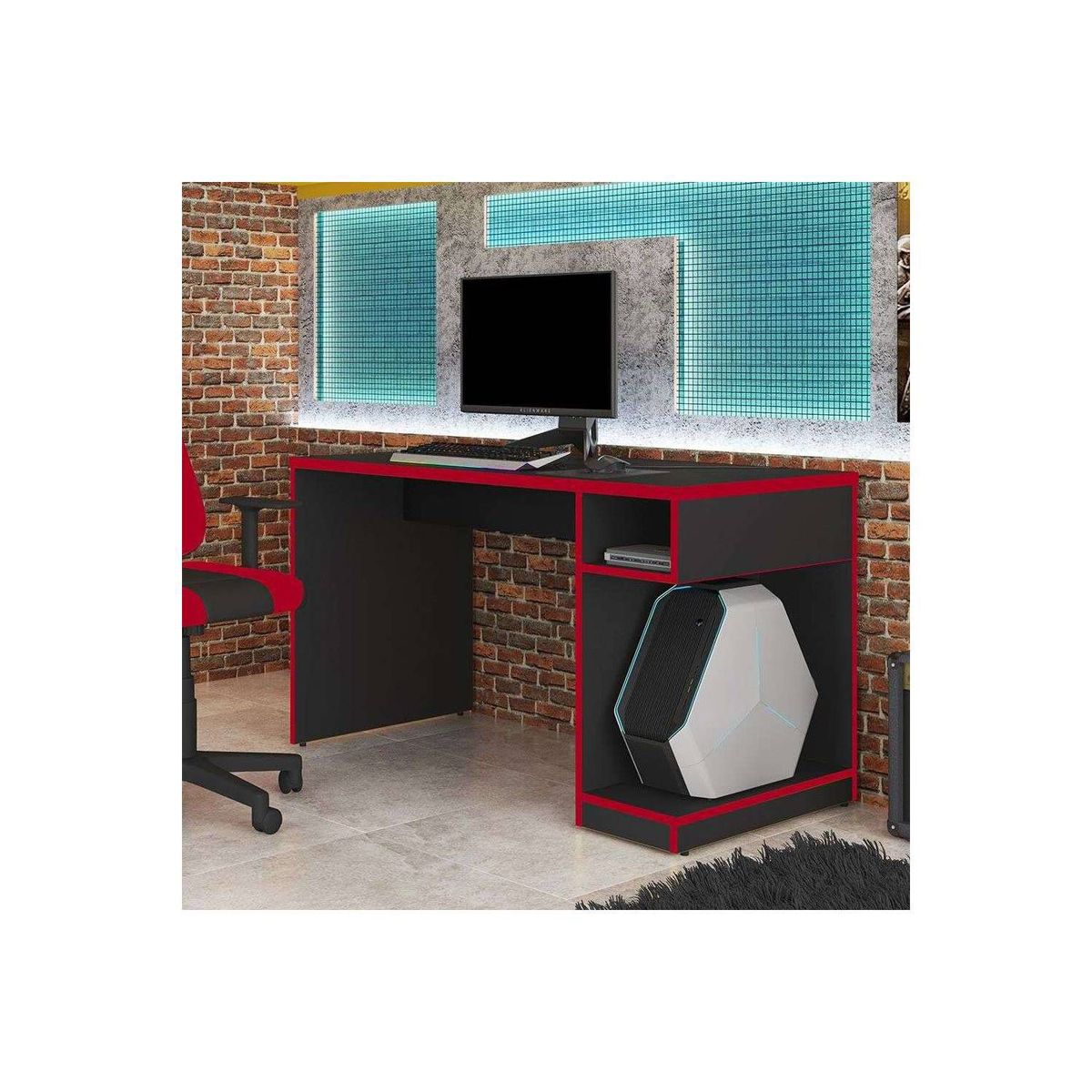 MUEBLES CRISOSTOMO - Escritorio gamer preto negro 130cm