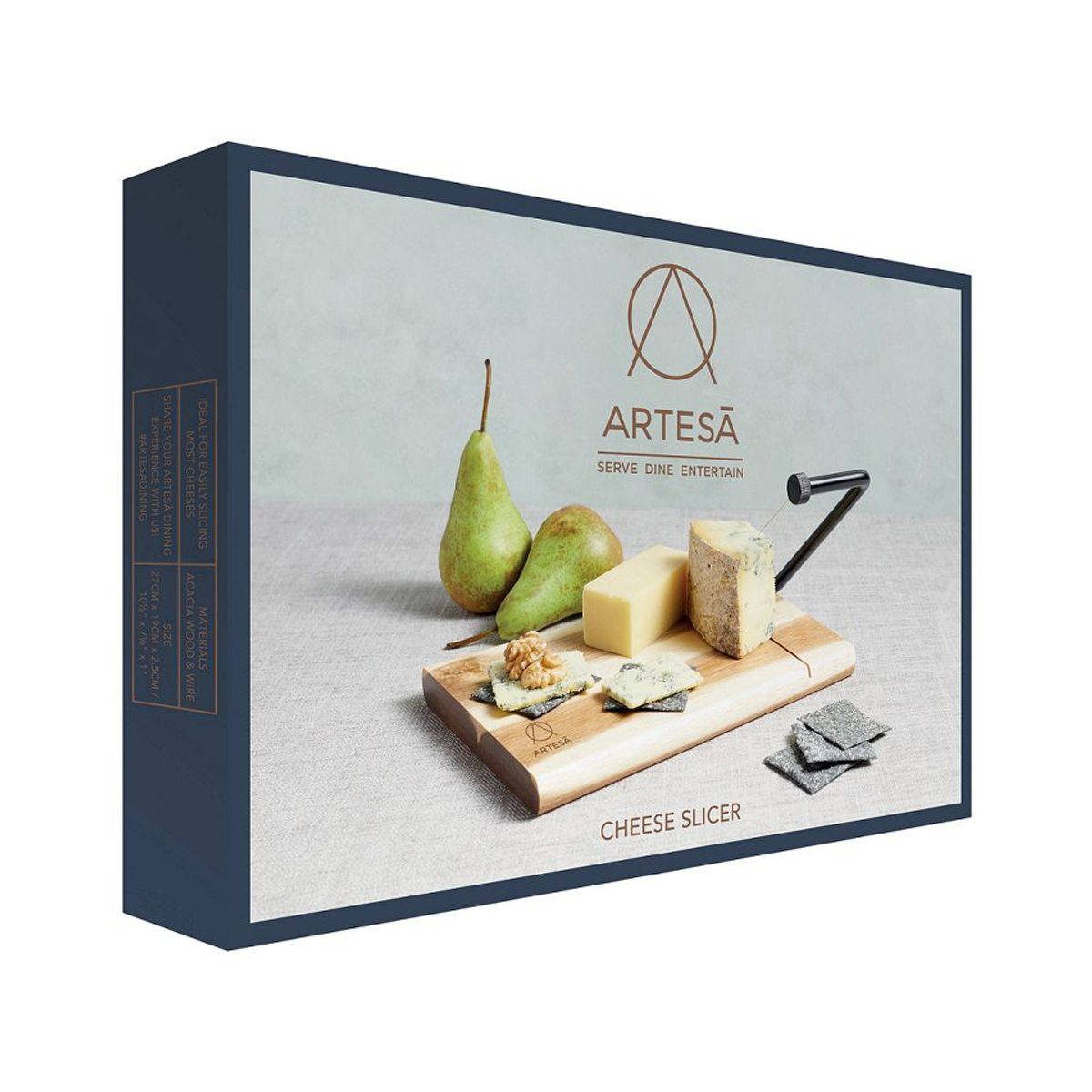 ARTESA - Tabla de queso con rebanador de alambre - madera acacia  ARTESA