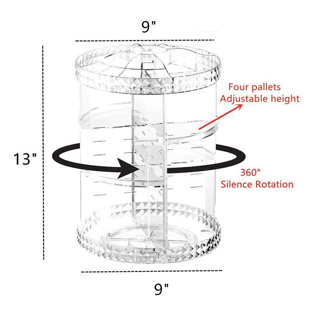 GENERICO - Organizador de maquillaje acrílico giratorio 360 grados