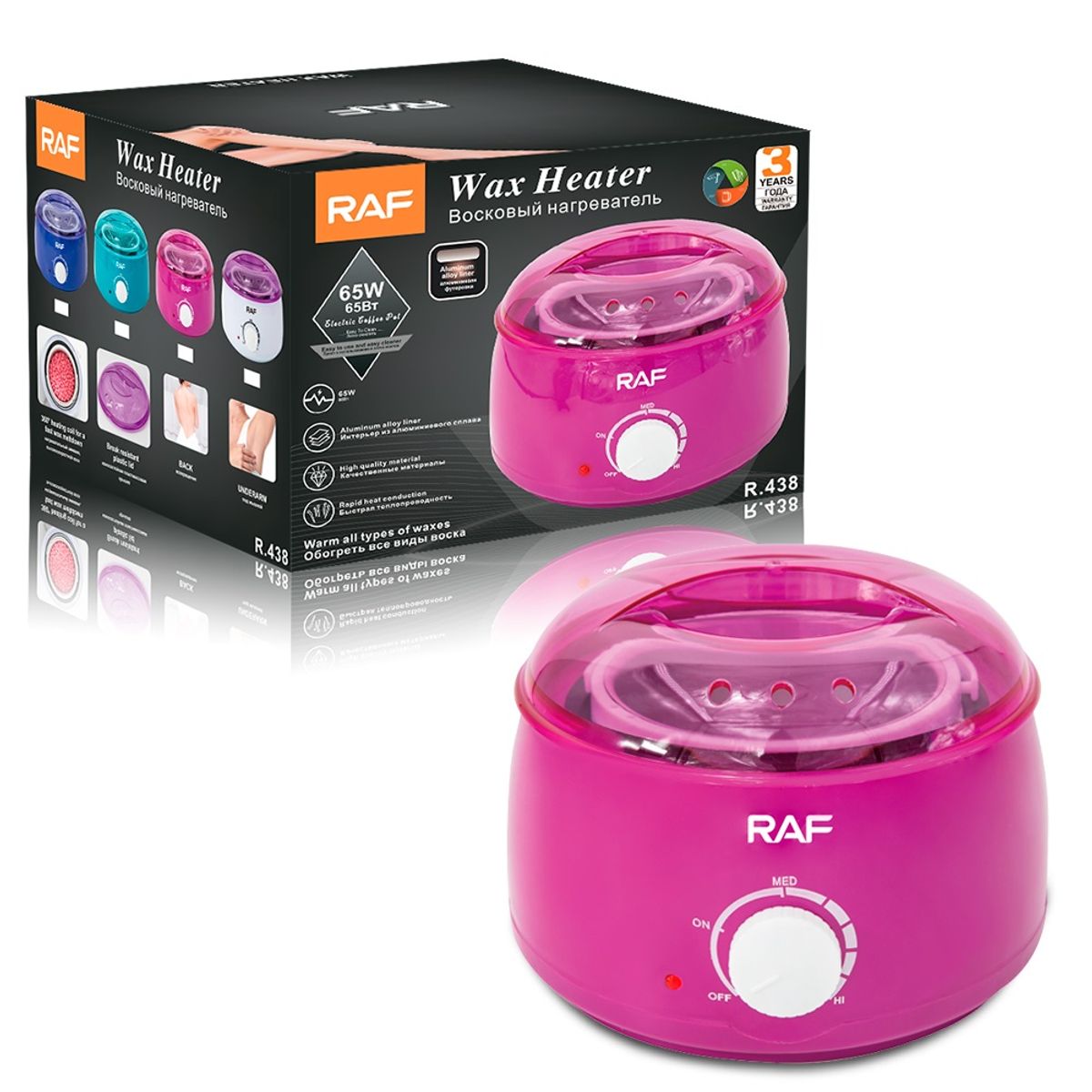 GENERICO - Olla Calentadora Para Cera Depilatoria Raf Color Fucsia