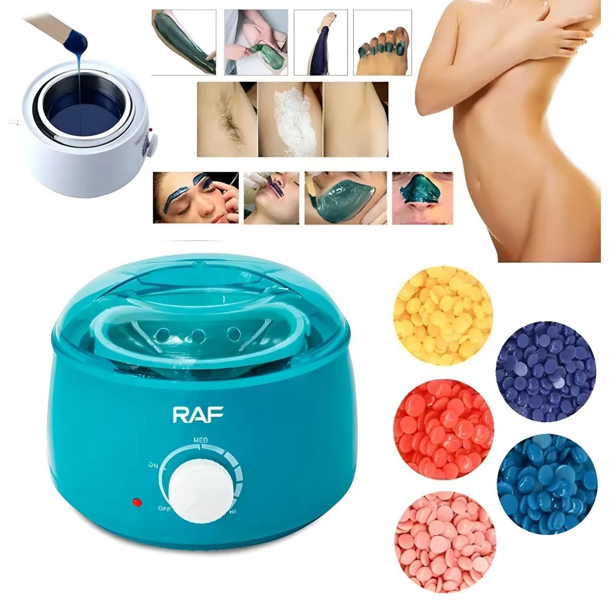 GENERICO - Olla Calentadora Para Cera Depilatoria Raf Color Turquesa