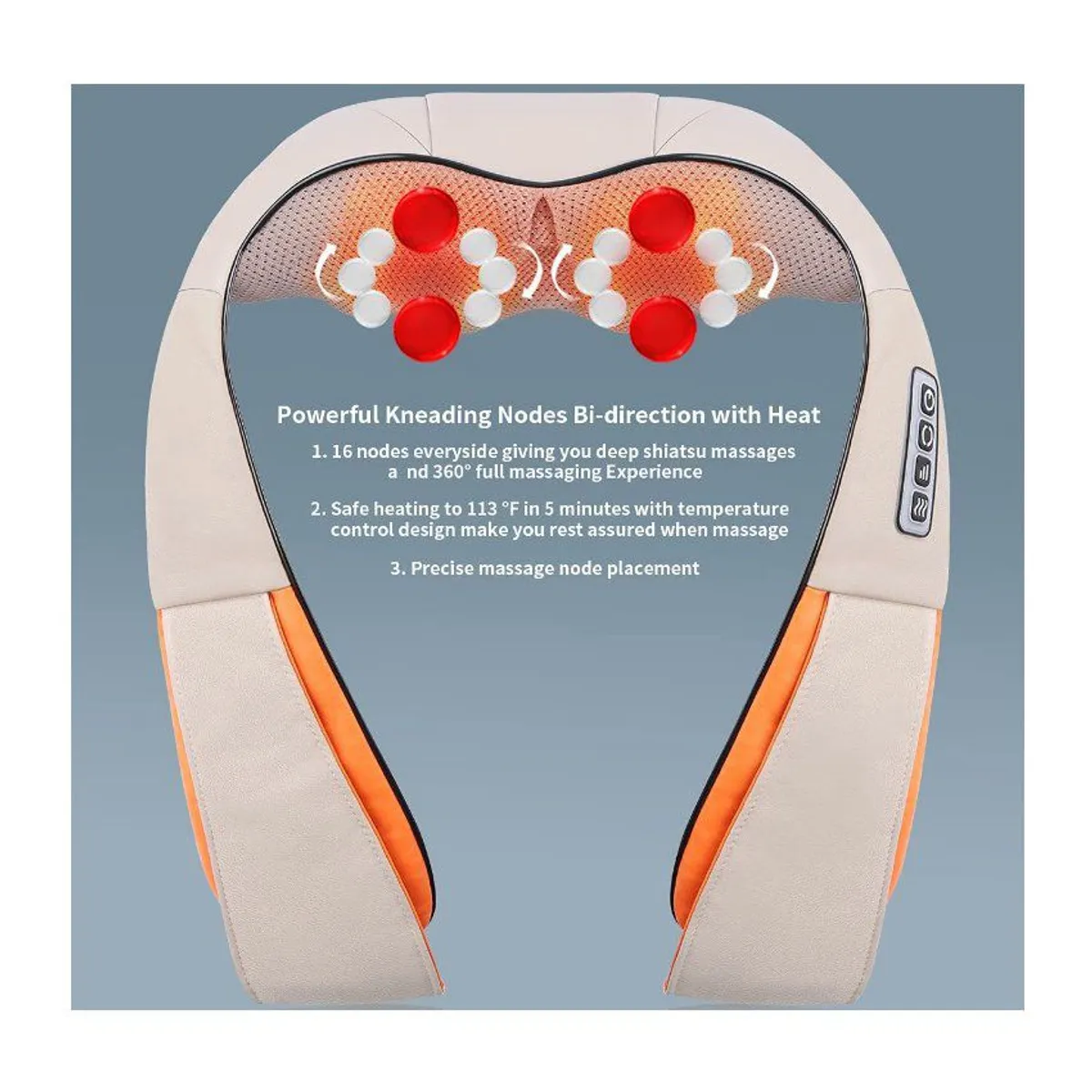 OEM - Masajeador cervical y espalda infrarojo en forma de u con 16 nodos