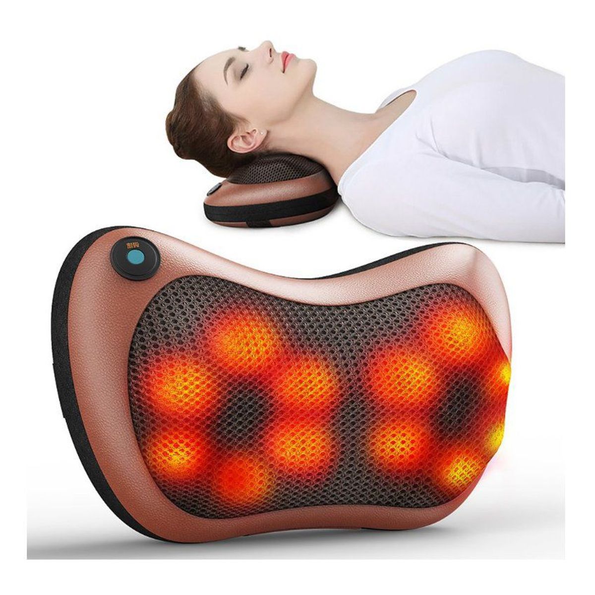 GENERICO - Almohada masajeador cervical shiatsu corporal termoterapia relajante