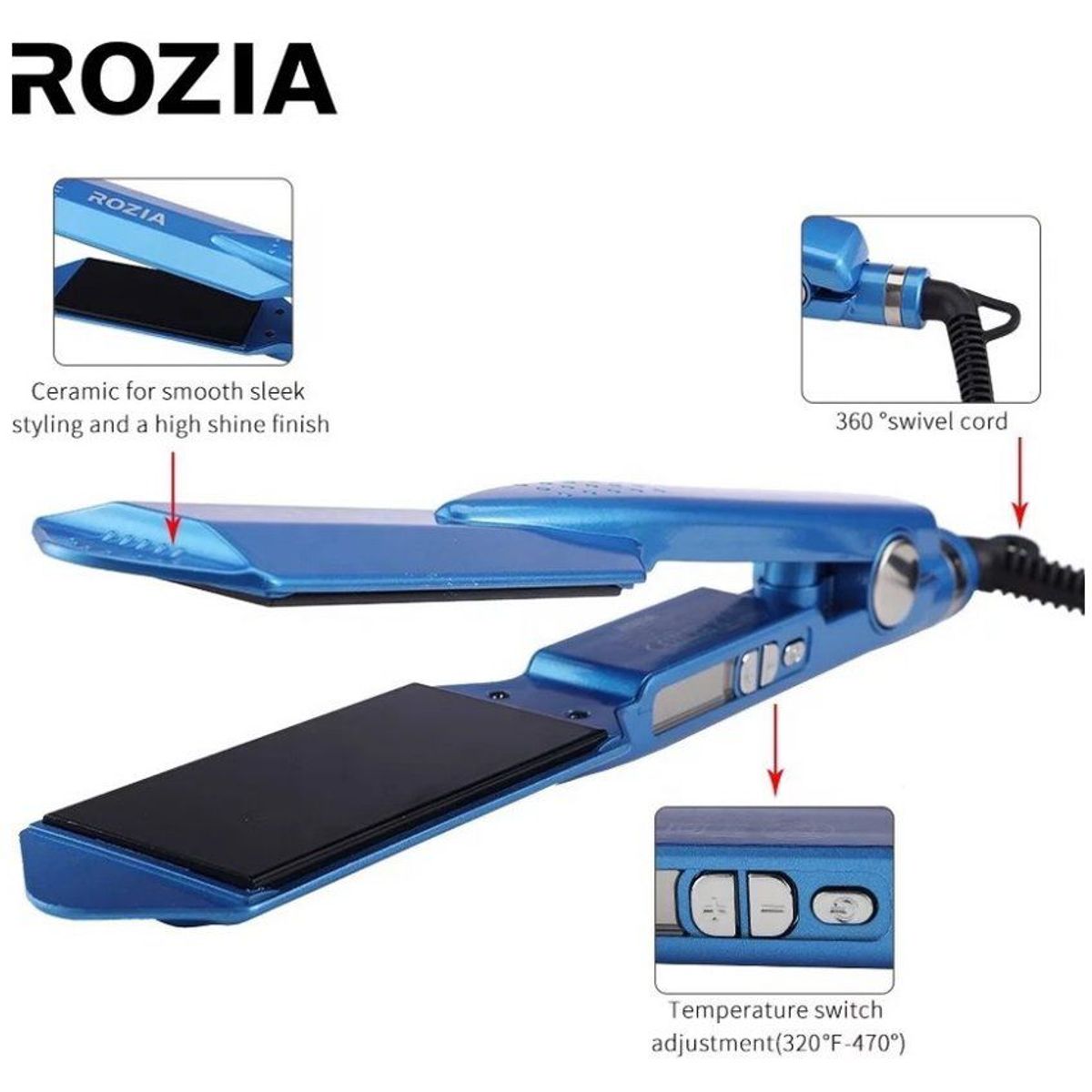 OEM - Plancha semi-profesional rozia de cerámica rápido calentamiento 470°