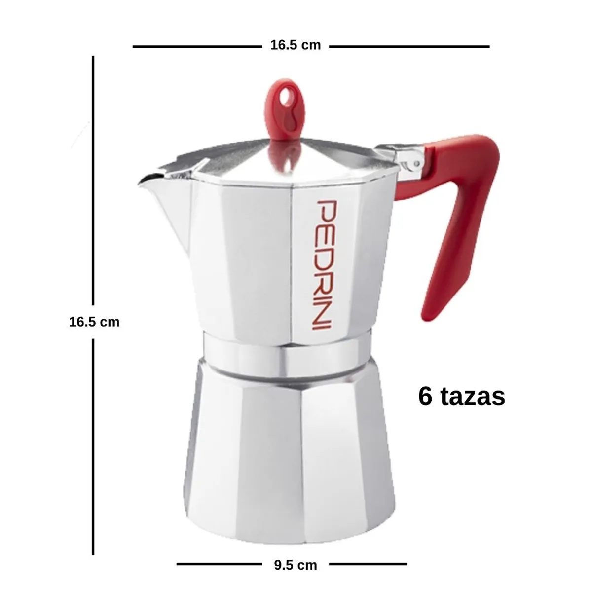 PEDRINI - Cafetera moka italiana asa roja x 6tz PEDRINI
