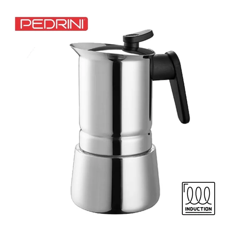 PEDRINI - Cafetera italiana acero inox.. 6 tz inducción STEEL MOKA PEDRINI