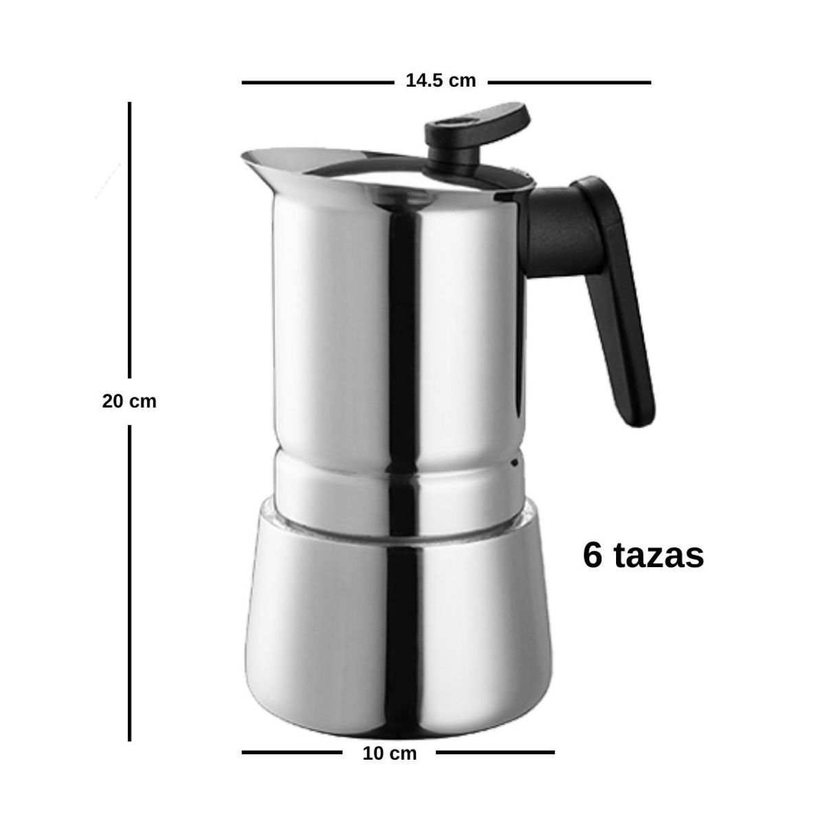 PEDRINI - Cafetera italiana acero inox.. 6 tz inducción STEEL MOKA PEDRINI