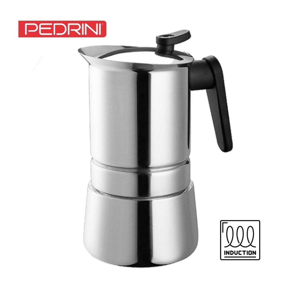PEDRINI - Cafetera italiana acero inox. 10 tz inducción STEEL MOKA PEDRINI