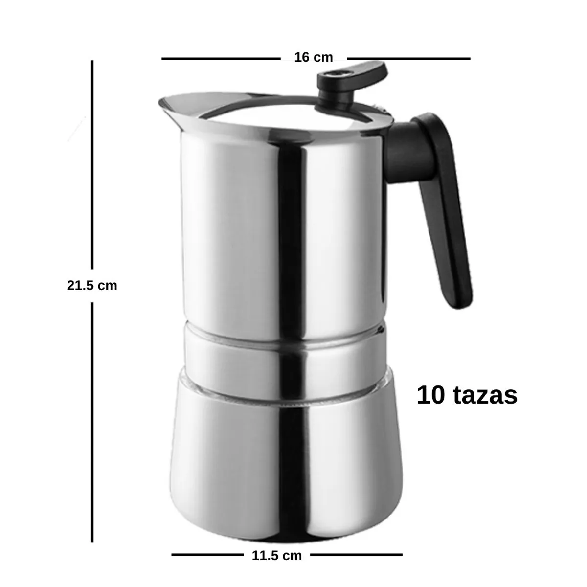 PEDRINI - Cafetera italiana acero inox. 10 tz inducción STEEL MOKA PEDRINI