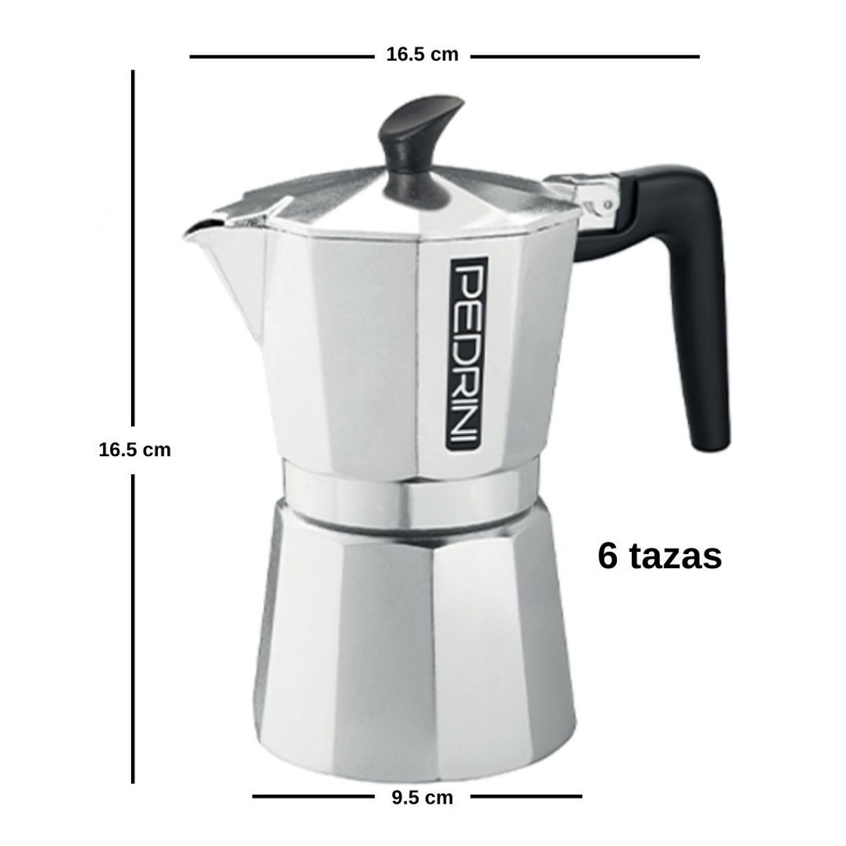 PEDRINI - Cafetera moka italiana asa negra x 6tz PEDRINI