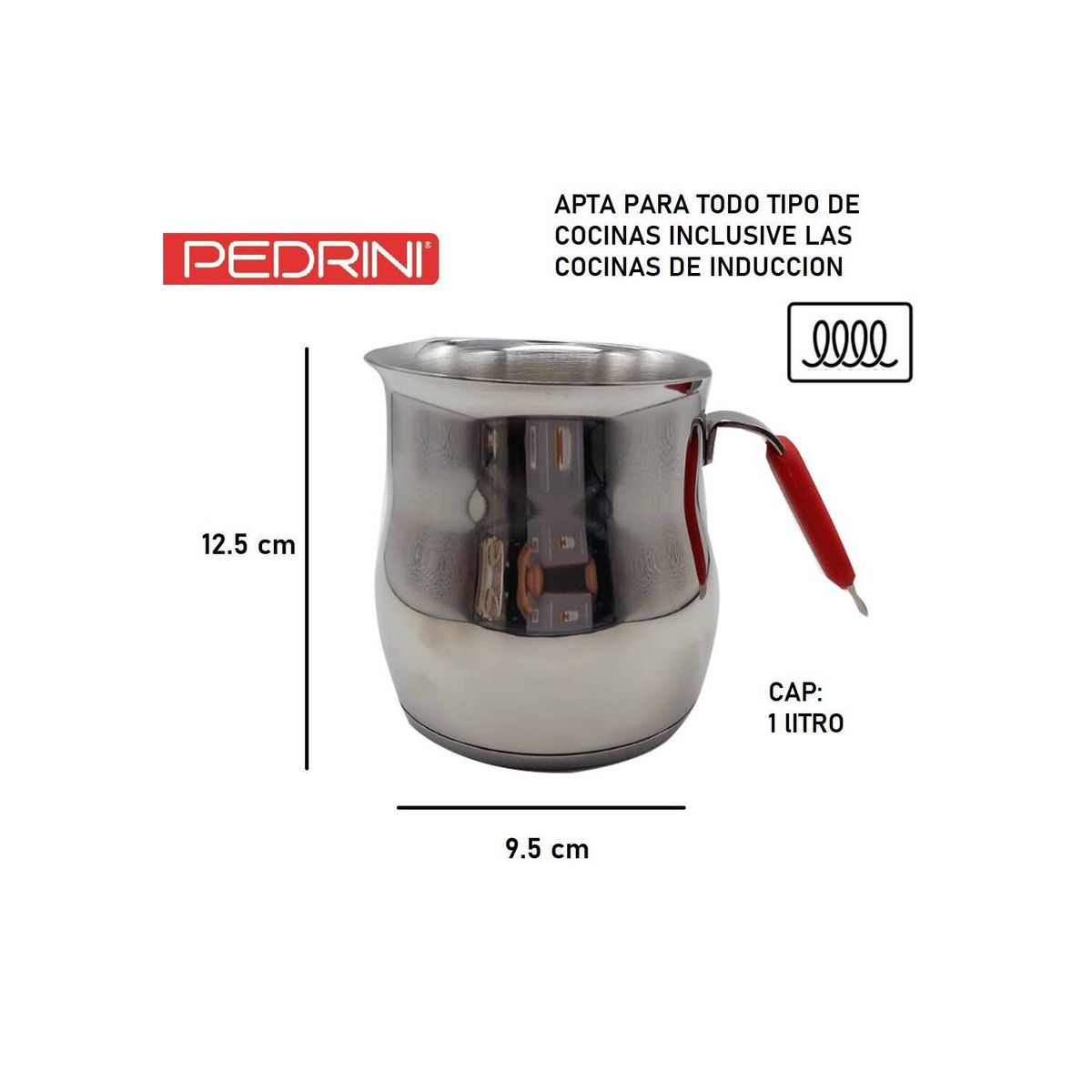PEDRINI - Lechera acero inoxidable 1000ml inducción