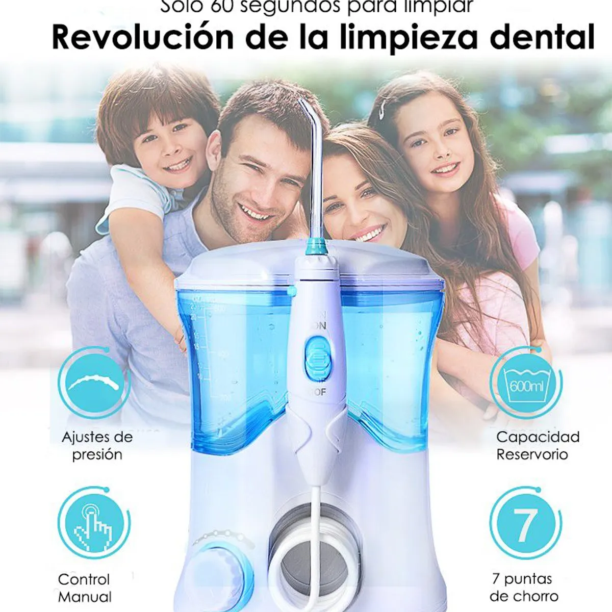 TECH CARE - Irrigador Dental Limpieza Bucal + 10 modos + 7 boquillas
