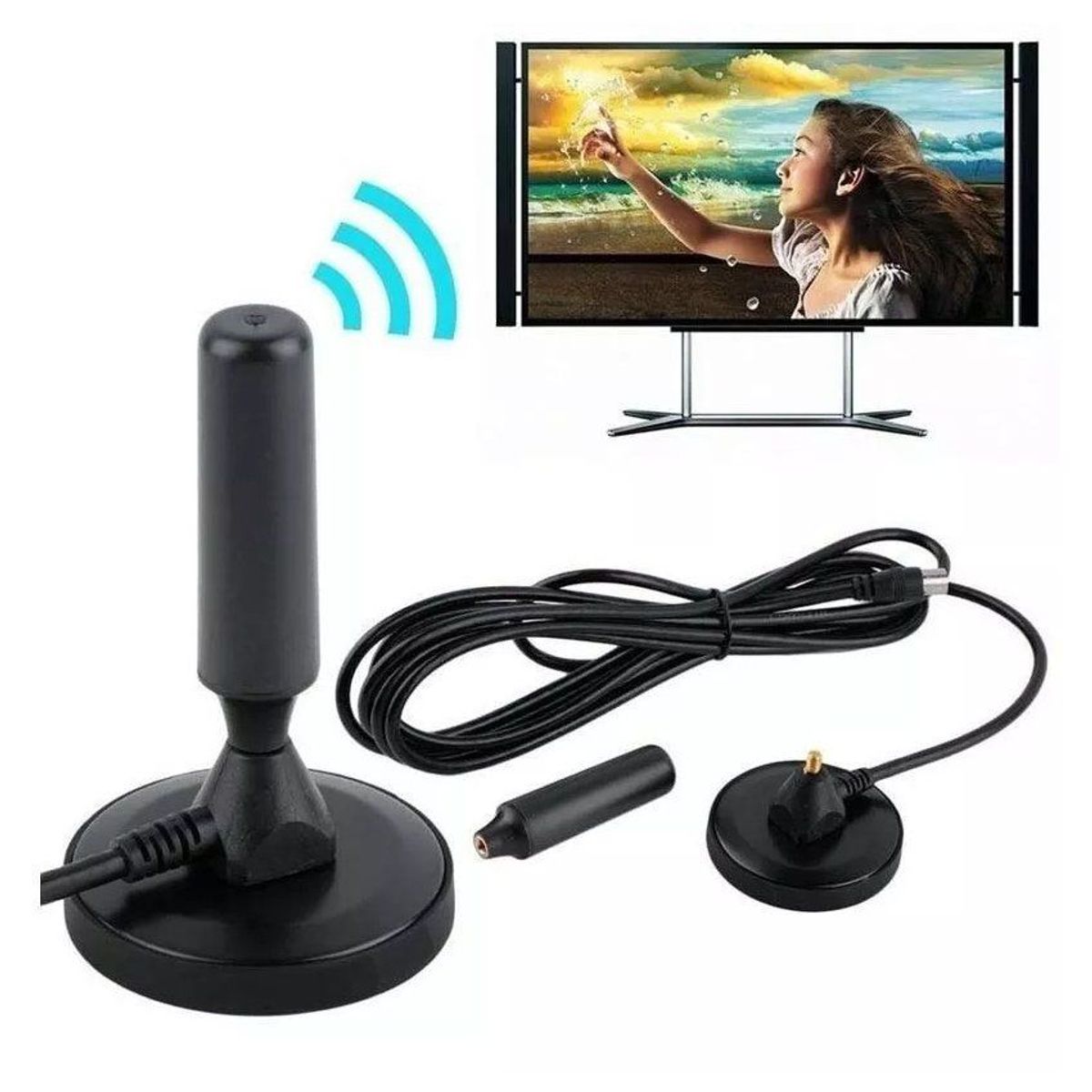 GENERICO - Antena hd de tv digital 360º de recepción cable 4.3 mts