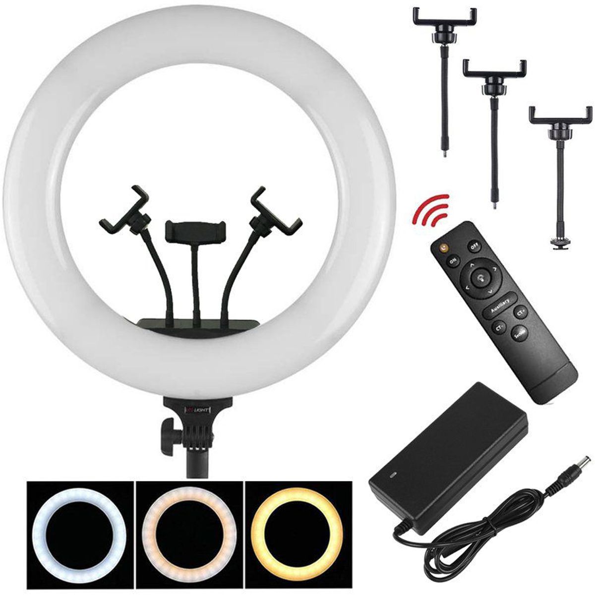 OEM - Aro anillo luz led 46 cm fotografía y video + trípode + control