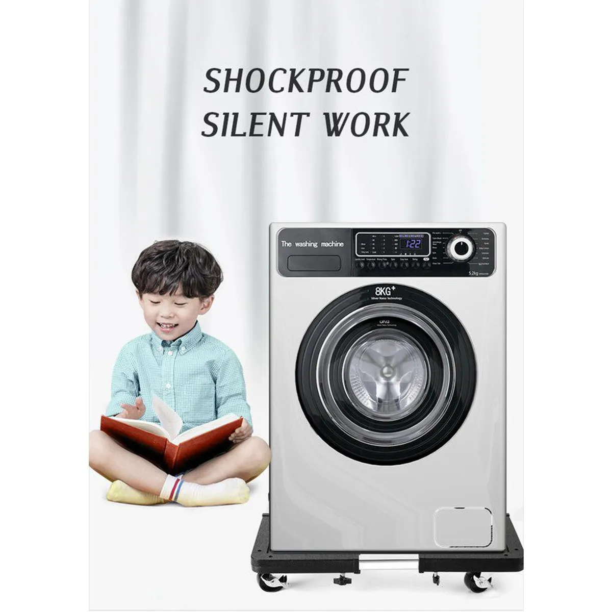 GENERICO - Base ajustable multifuncional acero con ruedas para electrodomésticos