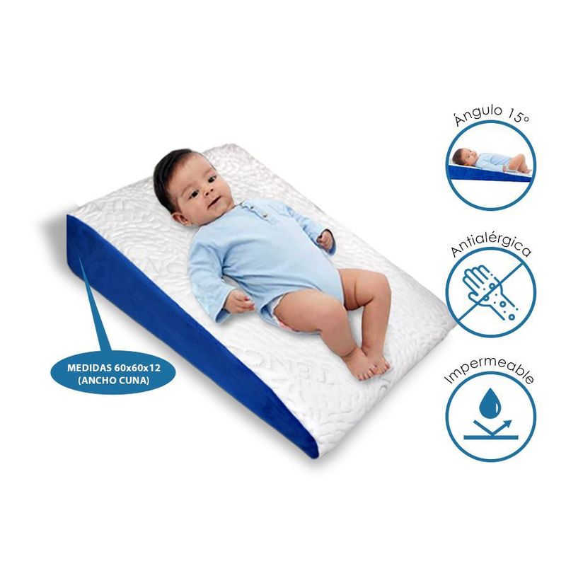 TERAFLEX - ALMOHADA COJIN ANTIREFLUJO BEBE IMPERMEABLE AZUL 61x61x12 CM