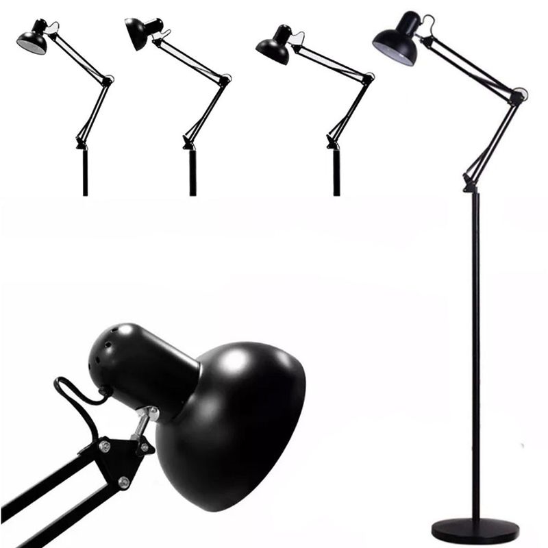 SEISA - Lampara de piso 1.80 metros con brazo flexible graduable negra