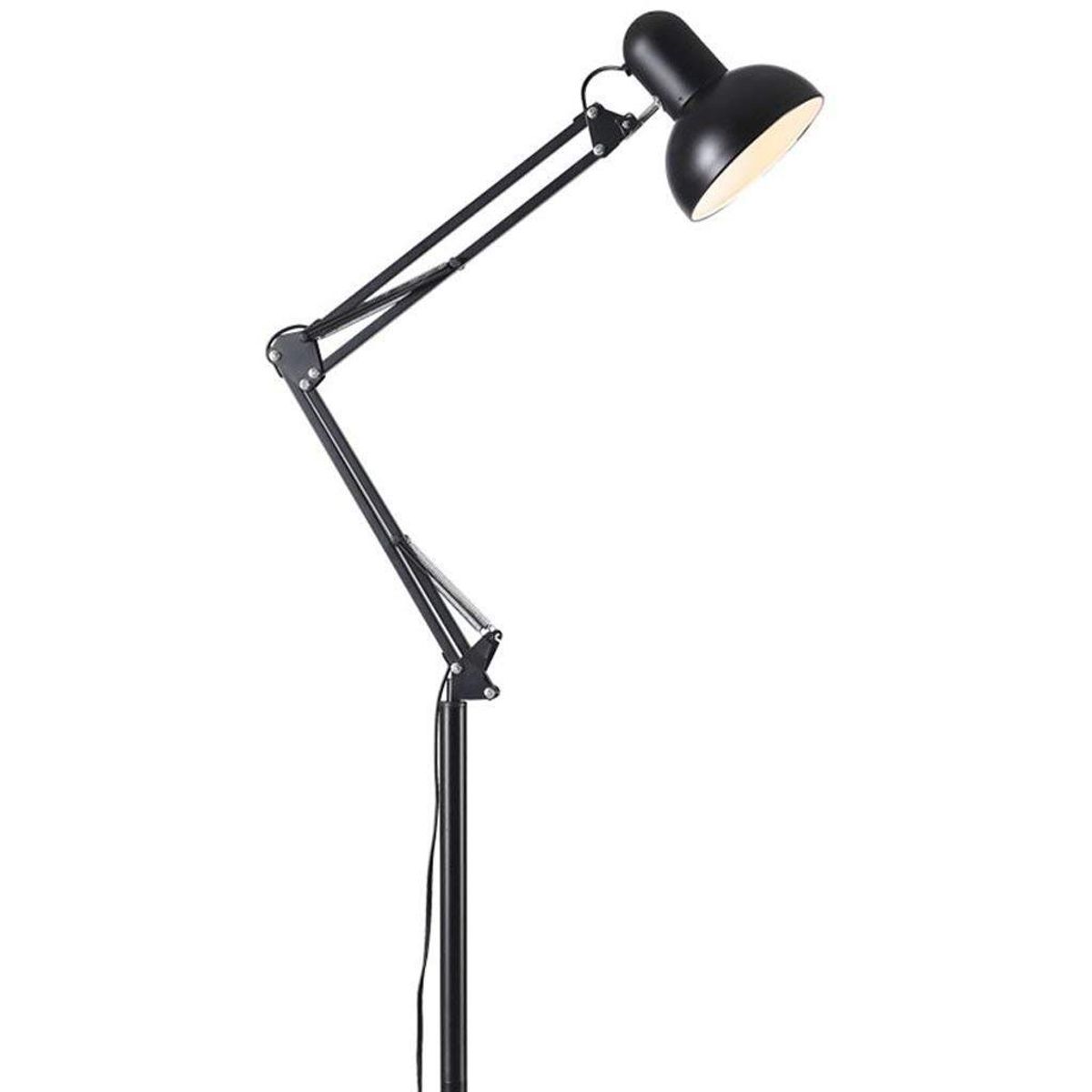 SEISA - Lampara de piso 1.80 metros con brazo flexible graduable negra