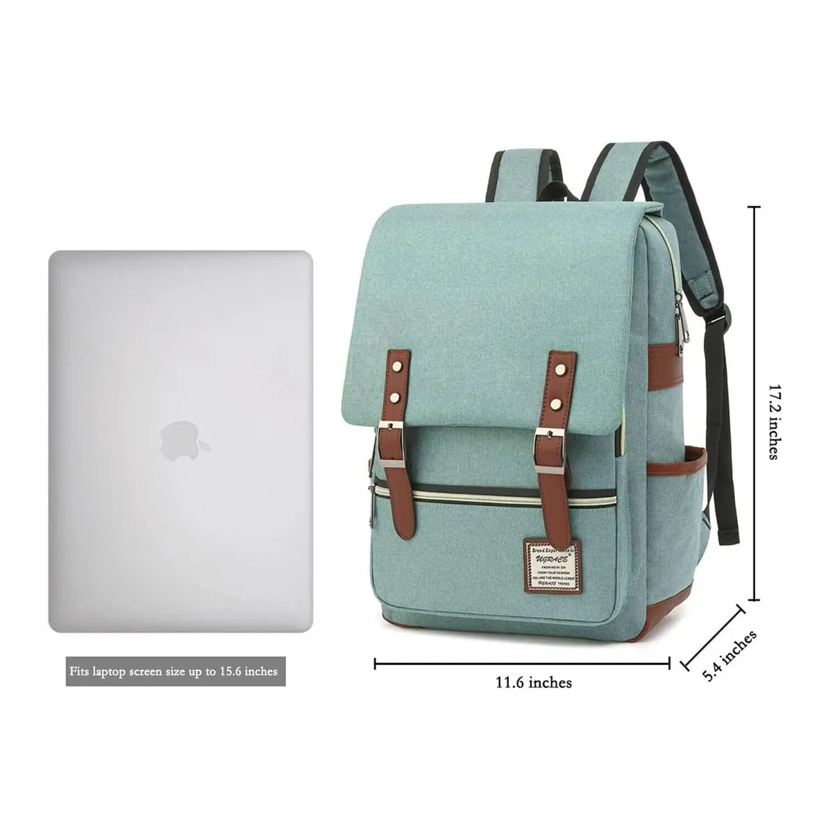 GENERICO - Wenjie - Mochila para laptop vintage verde claro