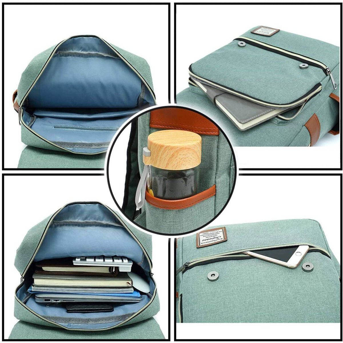 GENERICO - Wenjie - Mochila para laptop vintage verde claro