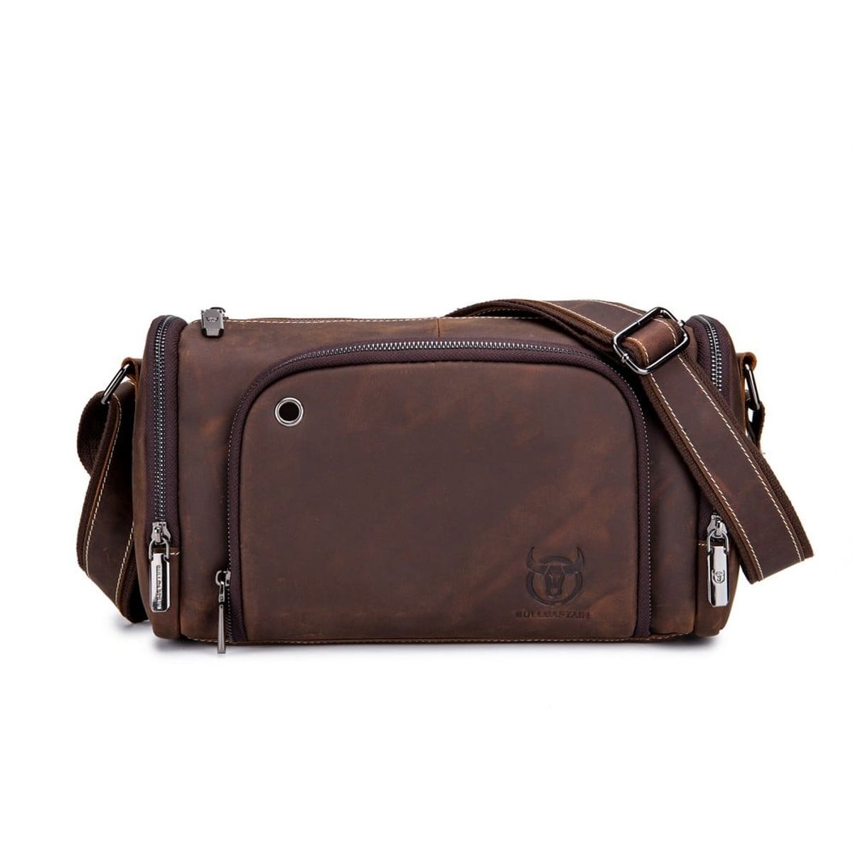 BULLCAPTAIN - BullCaptain - Morral de Cuero Mate DJB01-H-CF Café