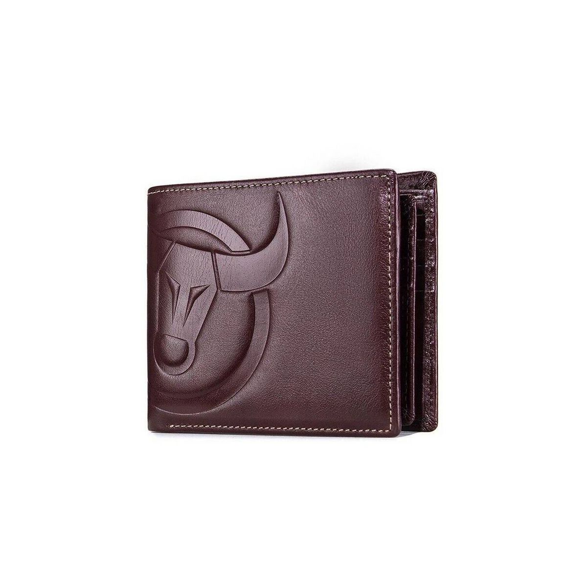BULLCAPTAIN - BullCaptain - Billetera de Cuero Brillante QB-0203-H-CF Café