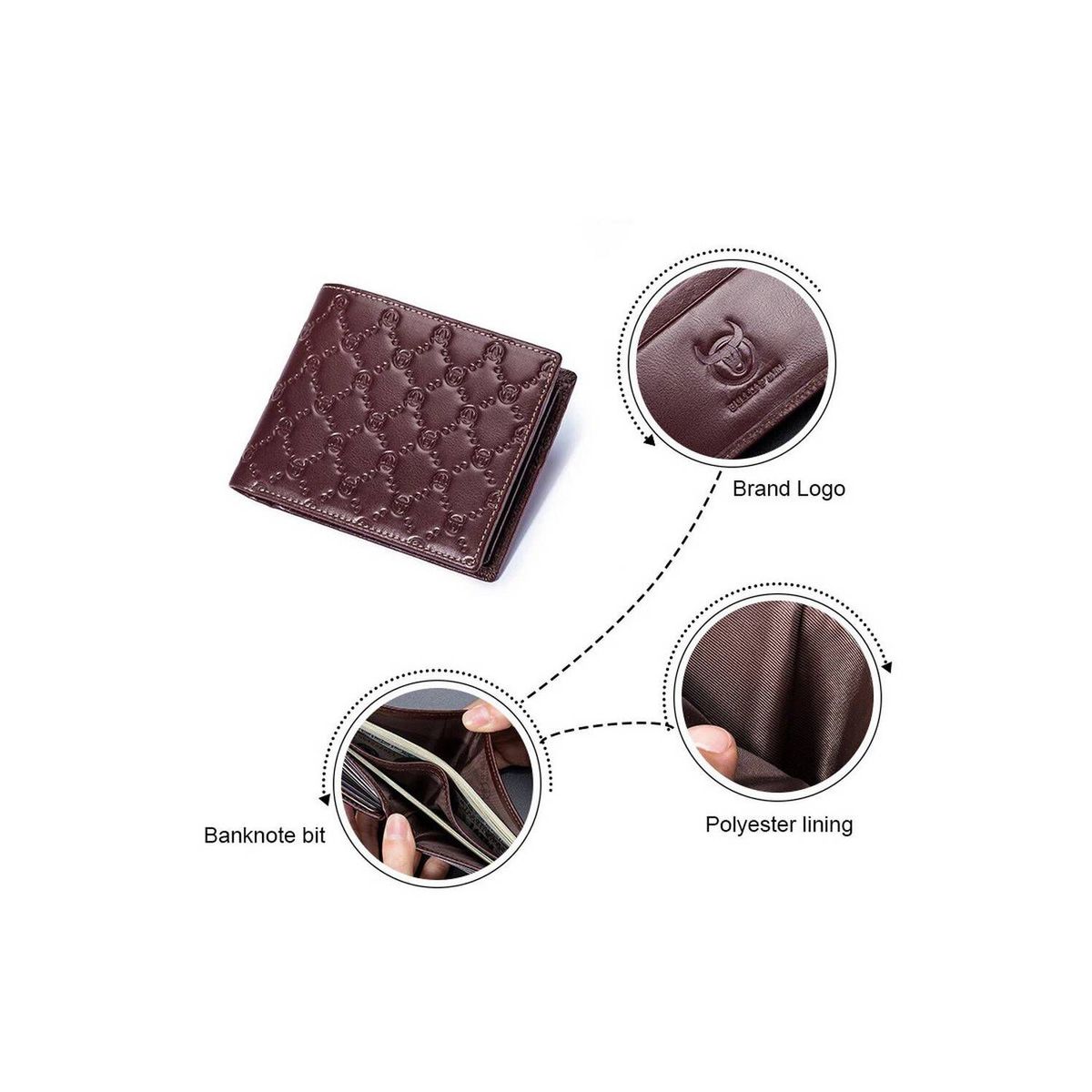 BULLCAPTAIN - BullCaptain - Billetera de Cuero Brillante QB-0204-H-CF Café