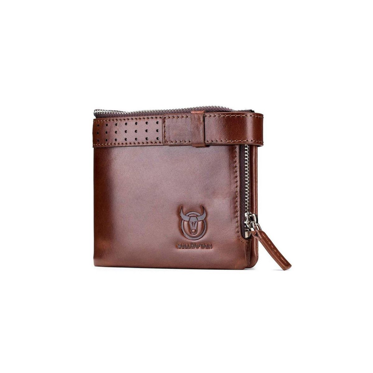 BULLCAPTAIN - BullCaptain - Billetera de Cuero Brillante QB-059-CF Café