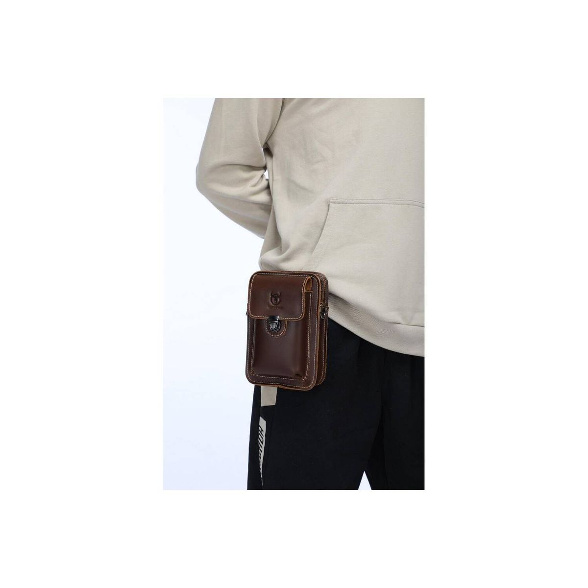 BULLCAPTAIN - BullCaptain - Morral de Cuero Mate YB-075-BR Marrón