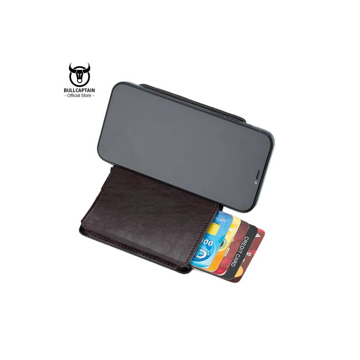 BULLCAPTAIN - BullCaptain - Tarjetero de Cuero Mate KB-464-BK Negro