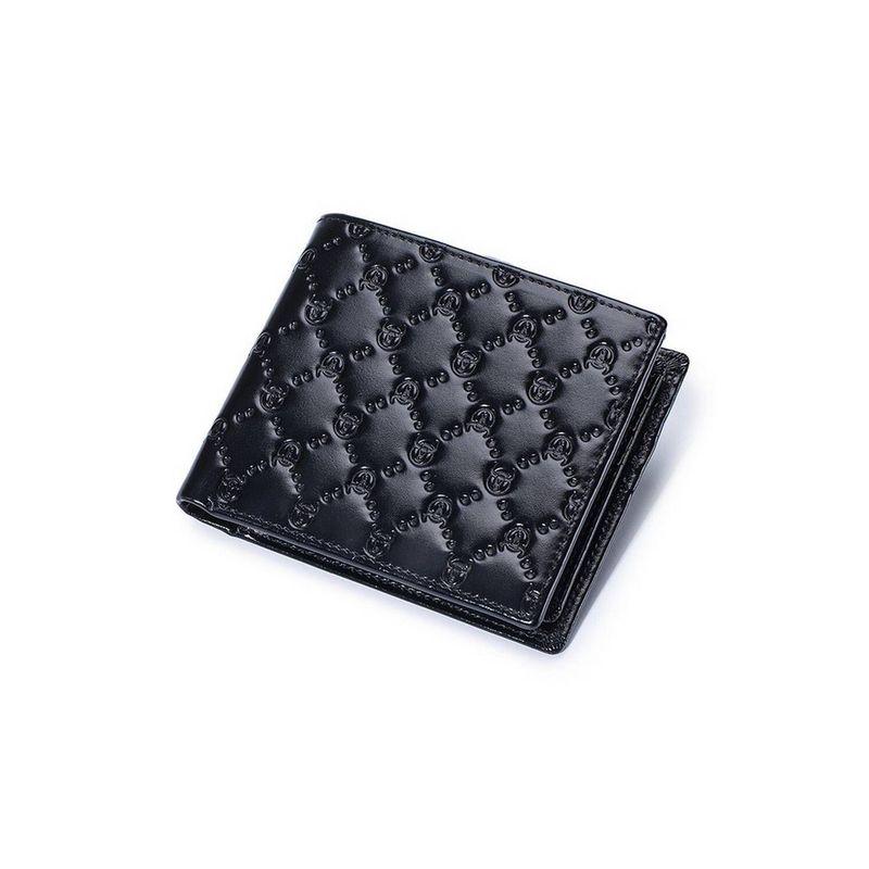 BULLCAPTAIN - BullCaptain - Billetera de Cuero Brillante QB-0204-H-BK Negro