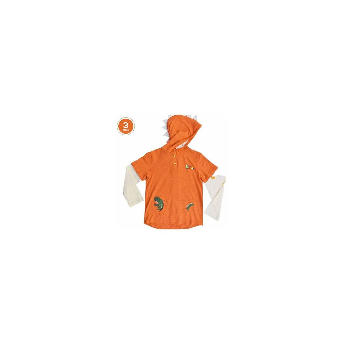 GENERICO - Yourkids - Capucha Dino Convertible Naranja - 3 años