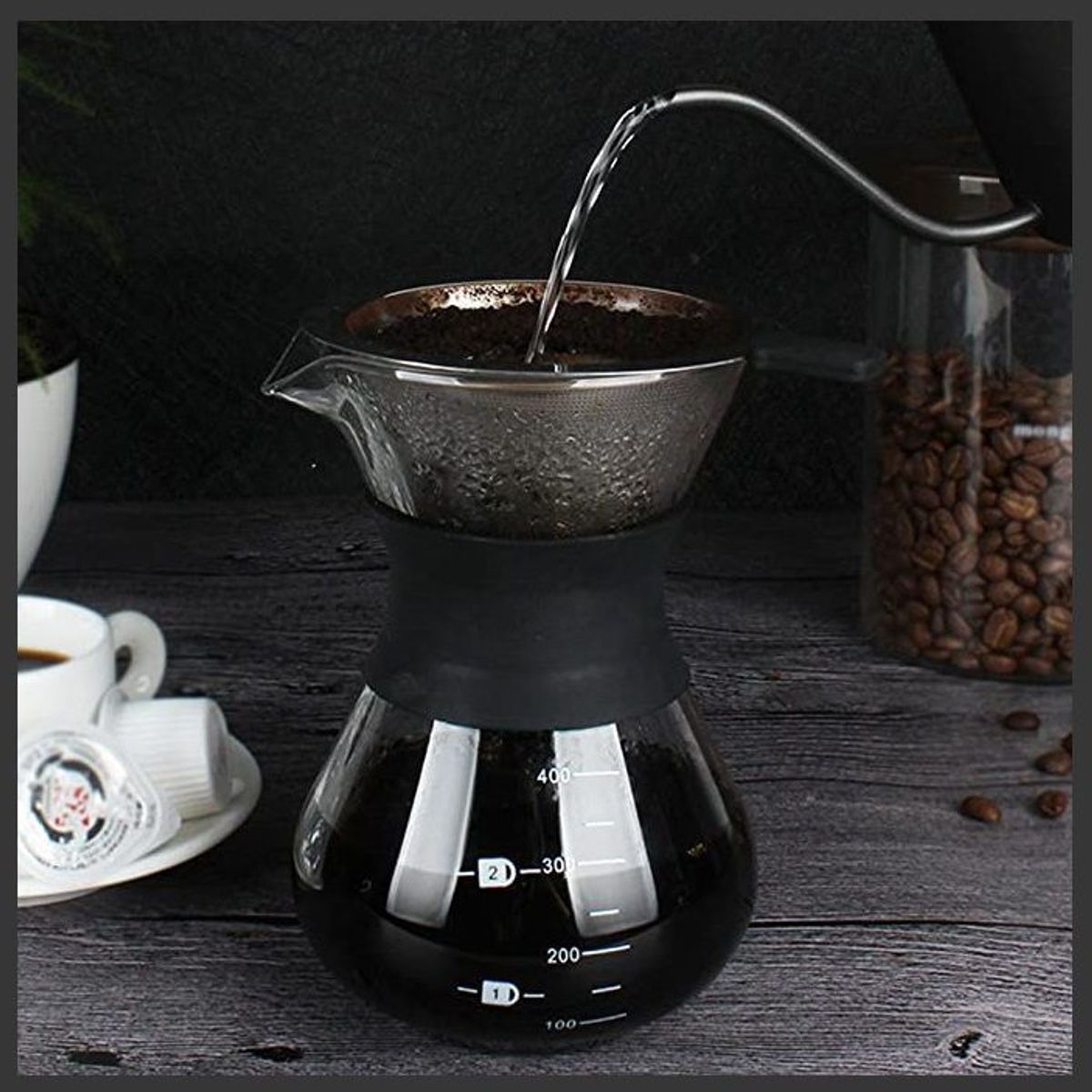 GENERICO - Cafetera goteo manual filtro de acero inox400ml