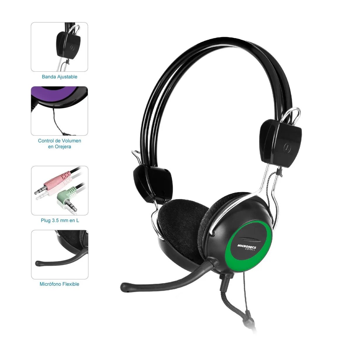 MICRONICS - Auricular con Micrófono MICRONICS CITRIX  MIC H715 Verde