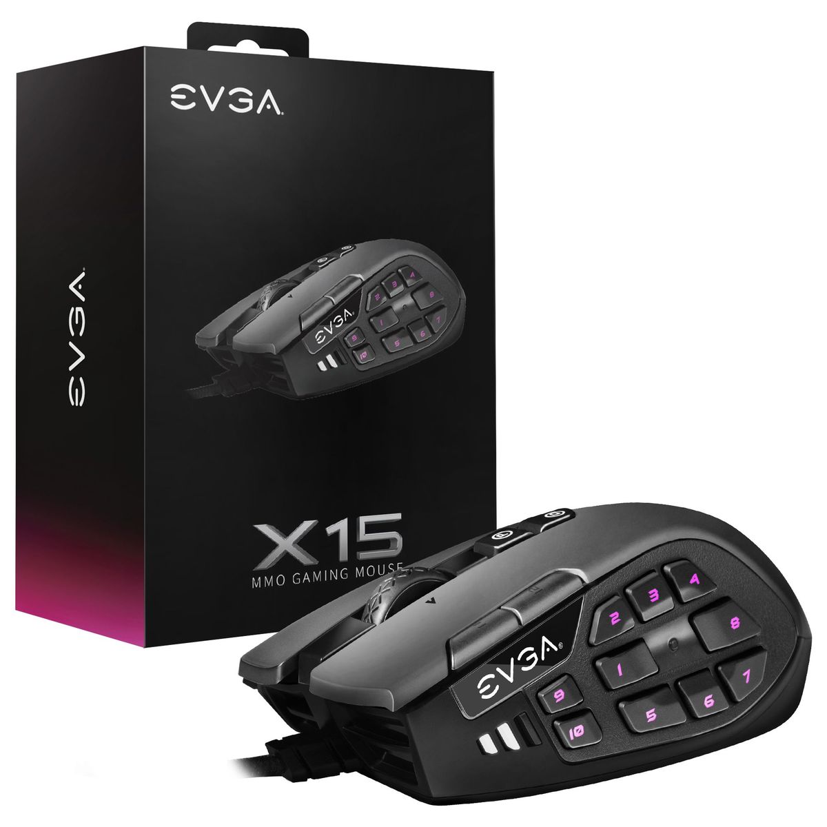 MALCREADO34458 - Mouse Gamer EVGA X15 MMO 8K Wired 16K DPI Ergonómico - 904-W1-15BK-K3