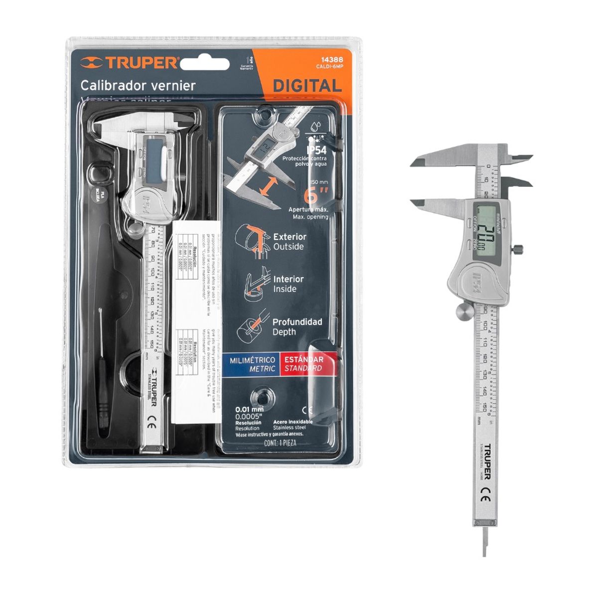 TRUPER - Calibrador Vernier Digital Truper 6 Pulgadas Milimetrico