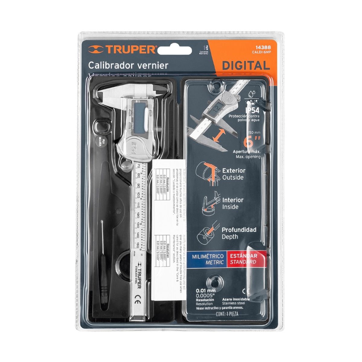 TRUPER - Calibrador Vernier Digital Truper 6 Pulgadas Milimetrico
