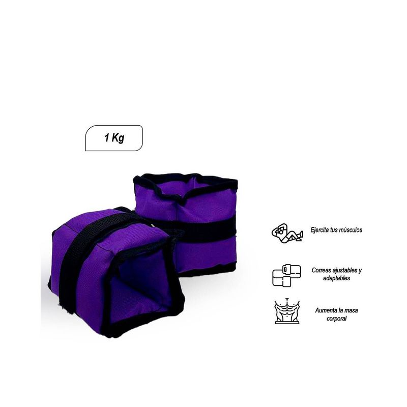 GENERICO - Pesas Tobilleras Moradas 1 kg