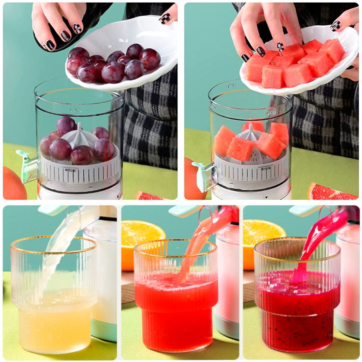 GENERICO - Exprimidor de Naranjas Cítricos y Frutas Eléctrico Portátil Recargable