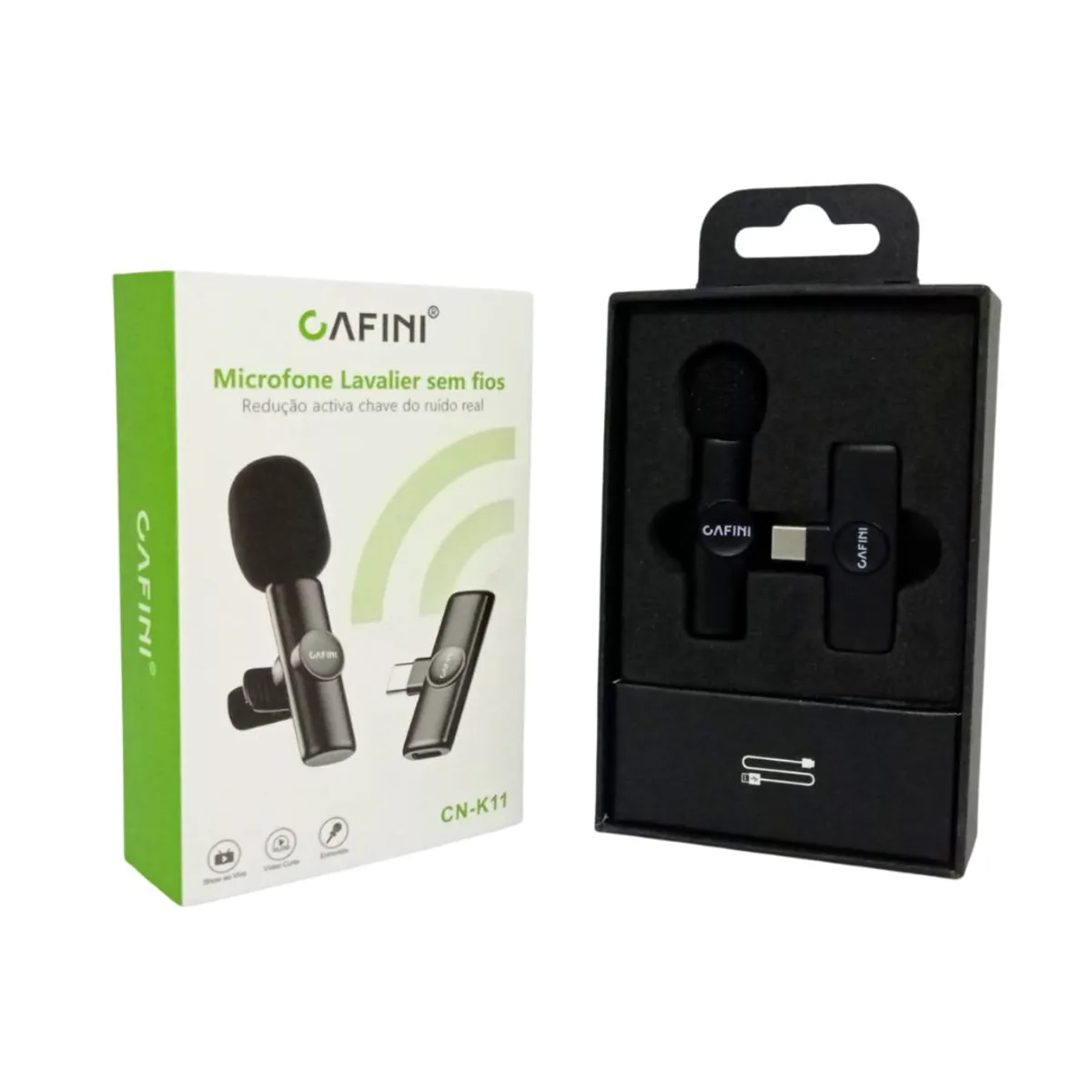 CAFINI - Micrófono Solapero Inalámbrico Cafini Con Entrada Tipo C