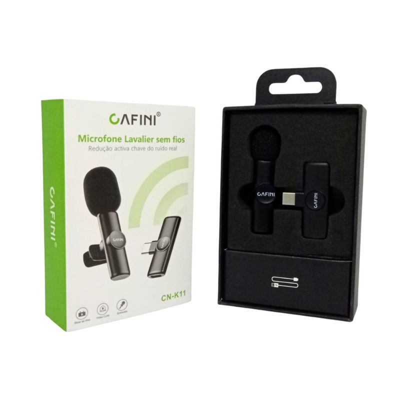 CAFINI - Micrófono Solapero Inalámbrico Cafini Con Entrada Tipo C