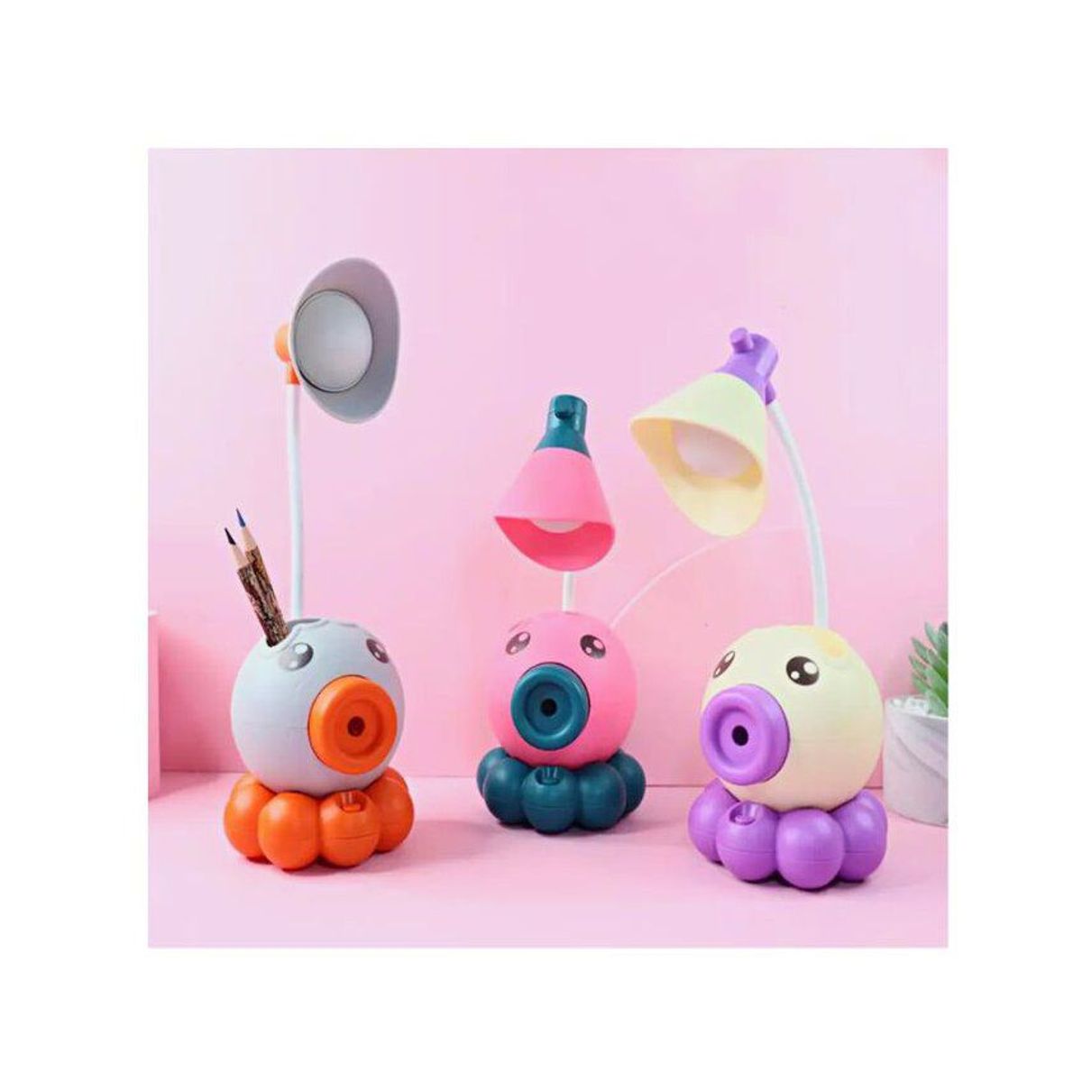 GENERICO - Lámpara led de mesa- modelo octopus gris-naranja