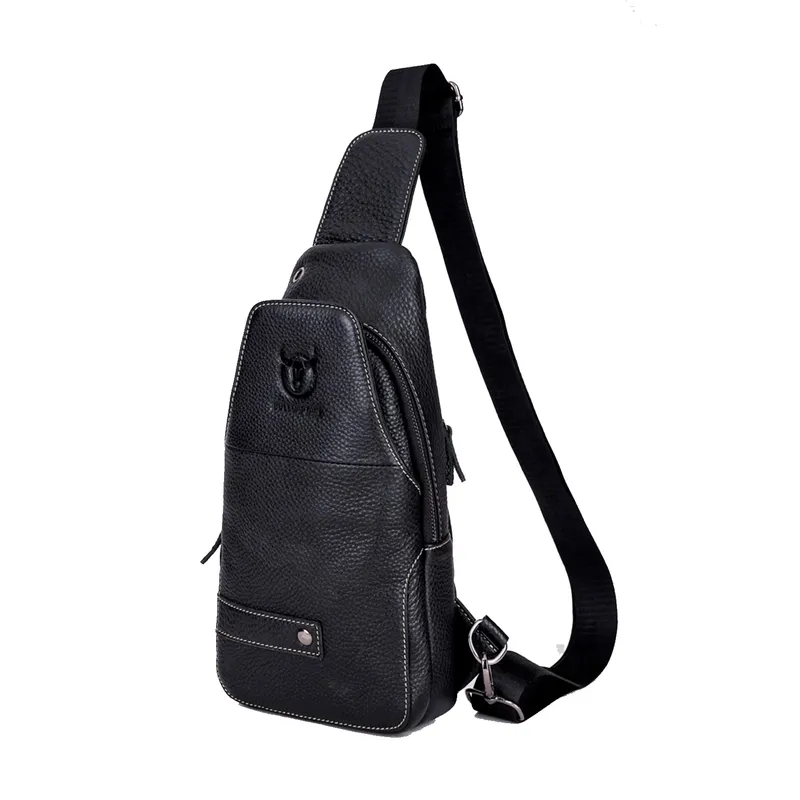 BULLCAPTAIN - BullCaptain - Mochila cruzada de Cuero Mate XB-087-BK Negro