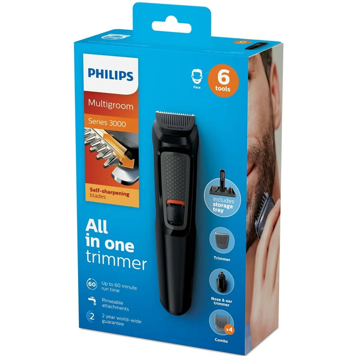 PHILIPS - Afeitador  PHILIPS MG3711 de Barba y Nariz 6 en 1 Multigroom