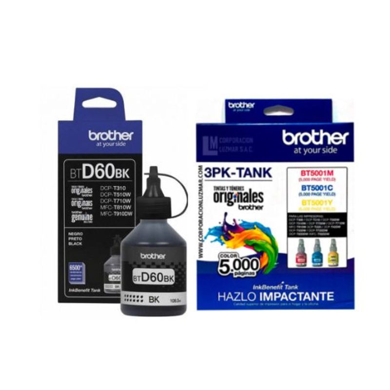 BROTHER - Pack de tintas Brother 3PK-TANK  BTD60BK