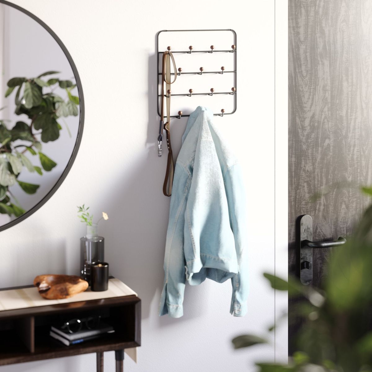 UMBRA - COLGADOR DE PUERTA Y PARED ESTIQUE - NEGRO