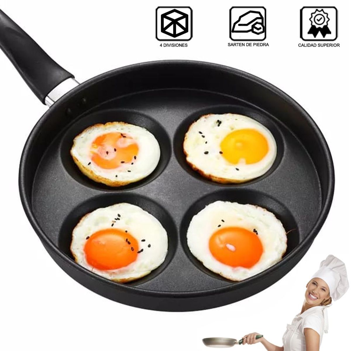 EASY&HOME - Sarten Eco Friendly de 4 Divisiones Antiadherentes Easy&Home